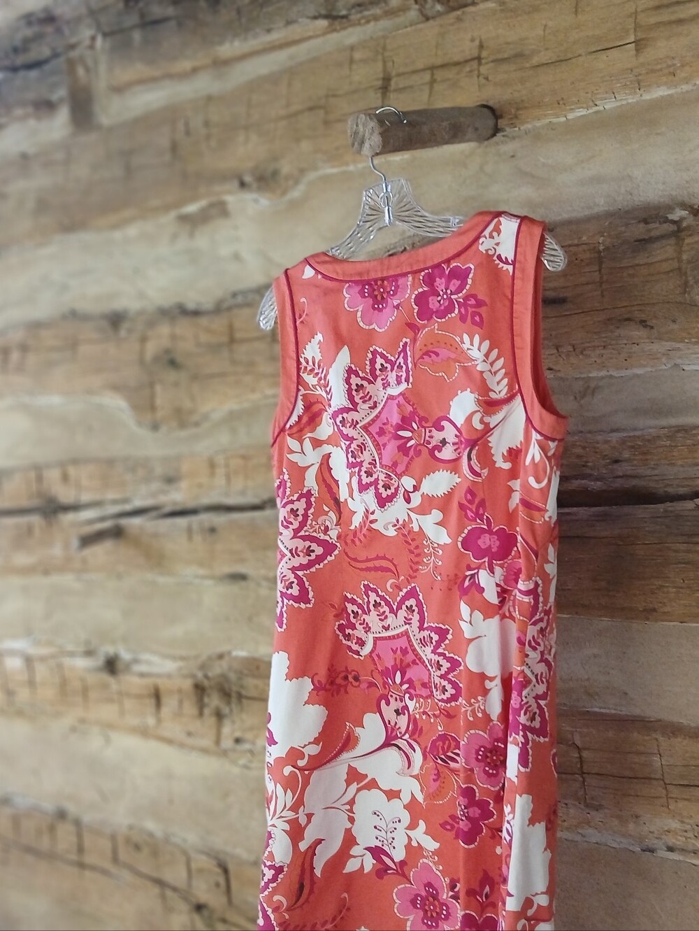 Ann Taylor Sleeveless Split Neck Orange Paisley Midi Dress Size 10 - Picture 4 of 6